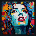 Farbexplosion: Porträt im Pop-Art-Stil Poster<br><div class="desc">"Farbexplosion: Porträt im Pop-Art-Stil" ist ein Zazzle Perfect Poster, das die Energie und Lebendigkeit der modernen Pop-Art einfängt. Dieses Poster mit glänzendem Finish bringt einen kühnen und künstlerischen Ausdruck in jeden Raum. Mit seinen lebhaften Farben und der auffälligen Darstellung des Gesichts einer Frau, verschönert durch fließende Farbtropfen, ist dieses Kunstwerk...</div>