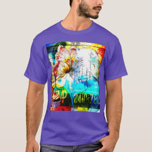 Farbexplosion Retro Schmetterling Collage T-Shirt