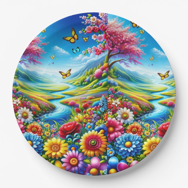 FARBFALL MANDALA PAPPTELLER (Vorderseite)