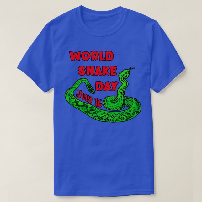 FARBFÄLTIGE SNAKE WORLD SNAKE DAY JULI T-Shirt (Design vorne)