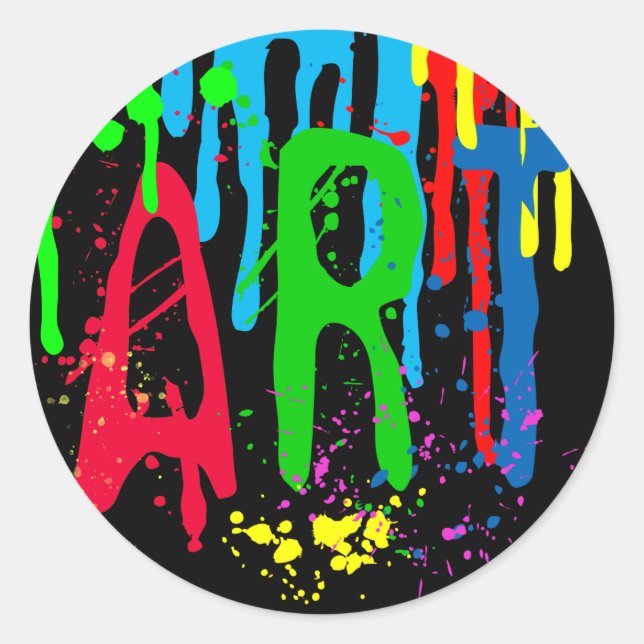 Farbfarbe schwarz runder aufkleber (Vorderseite)