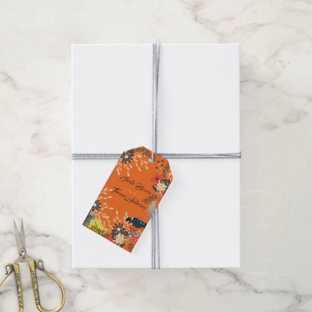 FARBFARBEN ORANGE FLORAL BOHO GESCHENKANHÄNGER (Mit Garn)