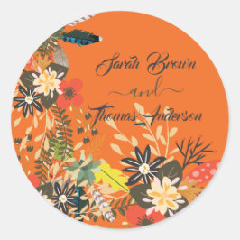 FARBFARBEN ORANGE FLORAL BOHO RUNDER AUFKLEBER