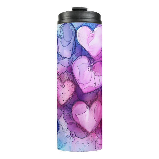 FARBFARBENE ALKOHOL-FARBE SCHAUEN VALENTINE HERZEN THERMOSBECHER (Vorderseite)