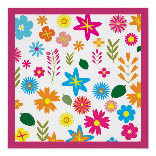FARBFARBENES BLUMENMUSTER POSTER (Vorderseite)