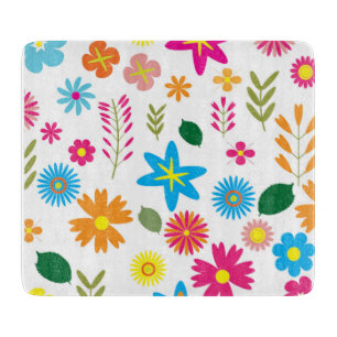 FARBFARBENES BLUMENMUSTER SCHNEIDEBRETT