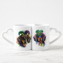 FARBFARBFARBENE MARDI GRAS DACKEL HUNDE