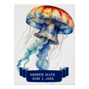 FARBFARBFARBENER JELLYFISH MIT NAMEN POSTER