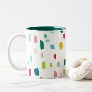 FARBFARBIGE PAINT DABS Festlicher Spaß kühn hell Zweifarbige Tasse