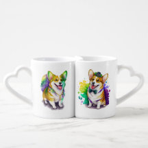 FARBFARBIGE WATERCOLOR MARDI GRAS PEMBROKE CORGIS