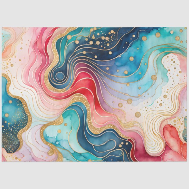 Farbfarbiges Abstrakt-Tinte-Kunstdruckpapier Seidenpapier (Vorderseite)