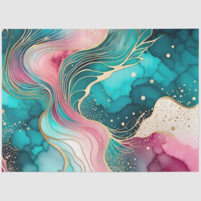 Farbfarbiges Abstrakt-Tinte-Kunstdruckpapier Seidenpapier (Vorderseite)