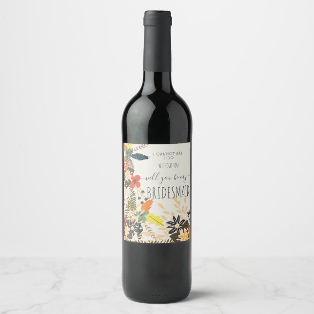 FARBFARBIL BOHO FLORAL WEINETIKETT (Vorderseite)
