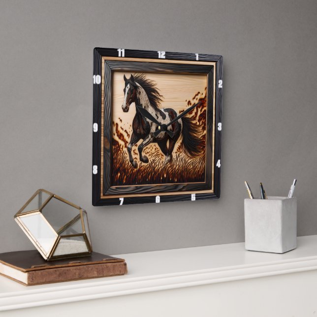 Farbfeld: Benutzerdefiniertes Sonnenbeleuchtetes T Quadratische Wanduhr (Büro)