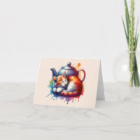 Farbfernseher Katze Teapot