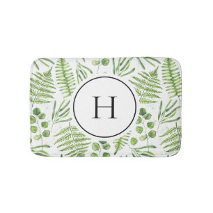 Farbfernseher und Eukalyptus-Muster Monogram Badematte