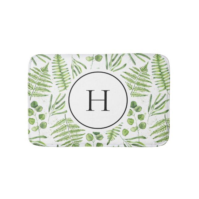Farbfernseher und Eukalyptus-Muster Monogram Badematte (Vorderseite)