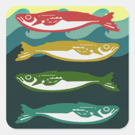 Farbfisch auf Waagen Quadratischer Aufkleber