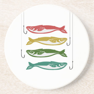 Farbfisch mit Fischbügeln Getränkeuntersetzer