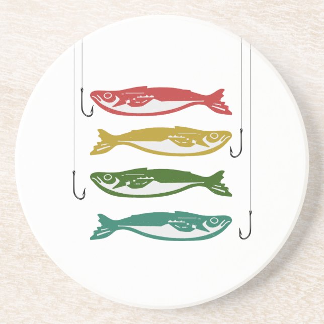 Farbfisch mit Fischbügeln Getränkeuntersetzer (Vorne)