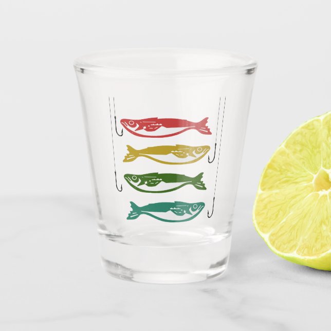 Farbfisch mit Fischbügeln Schnapsglas (Vorderseite)