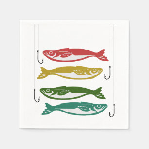Farbfisch mit Fischbügeln Serviette