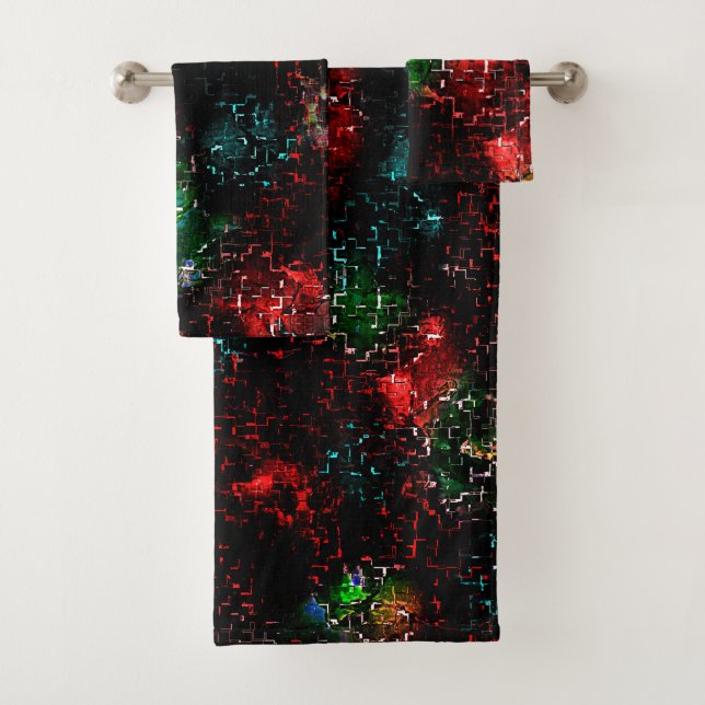 Farbflecken unter dunklem und übrig gebliebenem Mo Badhandtuch Set (Insitu)