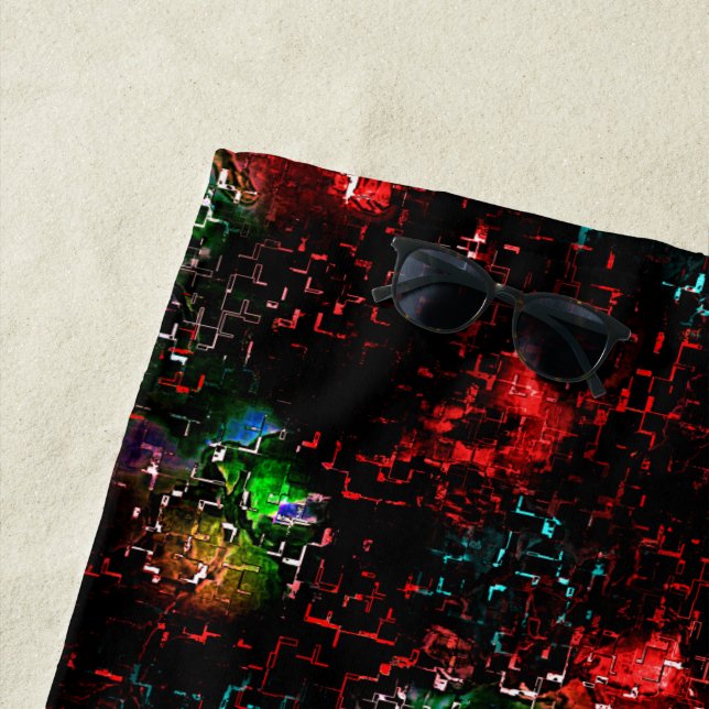 Farbflecken unter dunklem und übrig gebliebenem Mo Strandtuch (Beispiel)