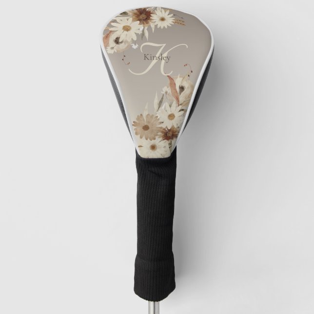 Farbflora-Monogramm für Herbstfarben Personalisier Golf Headcover (Vorderseite)