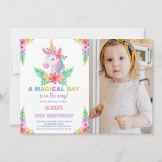 Farbflorale Einladung zum Geburtstag Foto