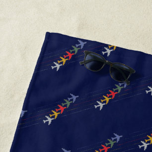 Farbflugzeuge zeichnen blau und cool strandtuch