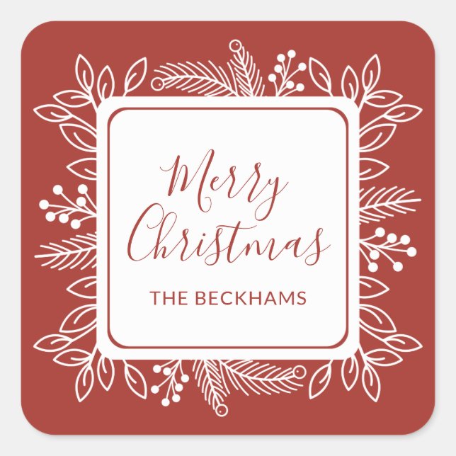 Farbfolienrahmen | Burnt Red Quadratischer Aufkleber (Vorderseite)