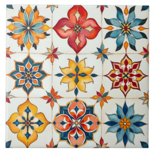Farbfroh,mediterran,Mosaik,rot,orange,blau, Fliese