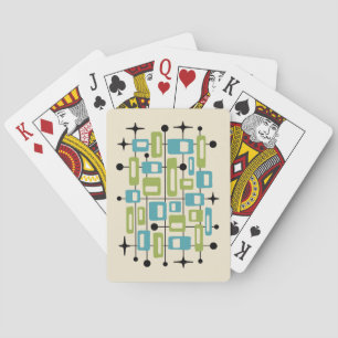 Farbfroher Retro-Mittelmoderne-Atom-Abstrakt Spielkarten