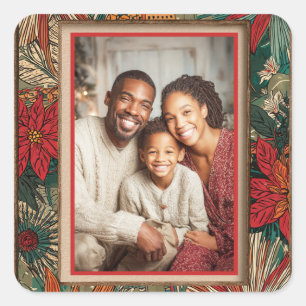 Farbfrohes Afro-Boho Frohe Weihnachten Quadratischer Aufkleber