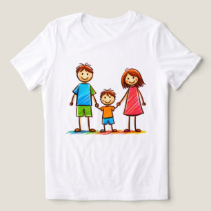 Farbfrohes Familienglück Minimalist T‑Shirt Tri-Blend Shirt