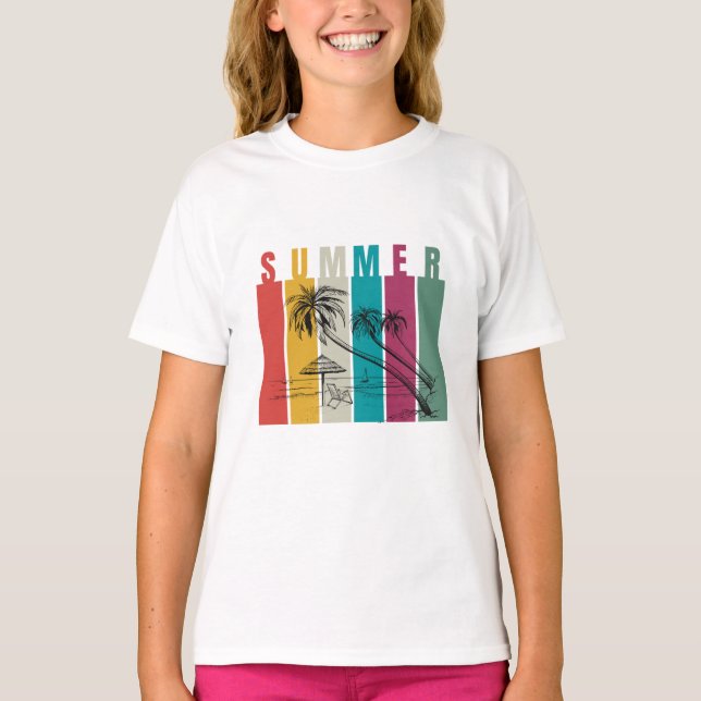 Farbfrohes modernes Sommerdesign T-Shirt (Vorderseite)