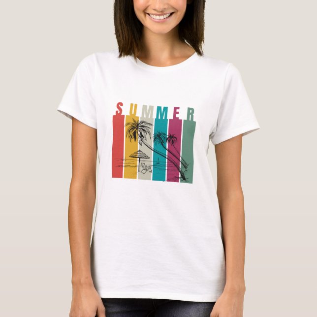 Farbfrohes modernes Sommerdesign T-Shirt (Vorderseite)