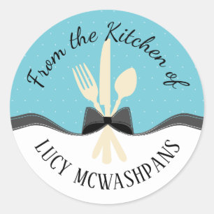 Farbgabelöffel mit Messerbogenprägung Runder Aufkleber