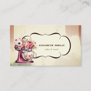 Farbgebäck Konditorei Floral Red Retro Mixer Visitenkarte