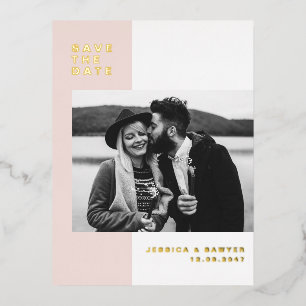 Farbgebläser rosa Farbblock Modernes Foto Save the Folie Einladungspostkarte