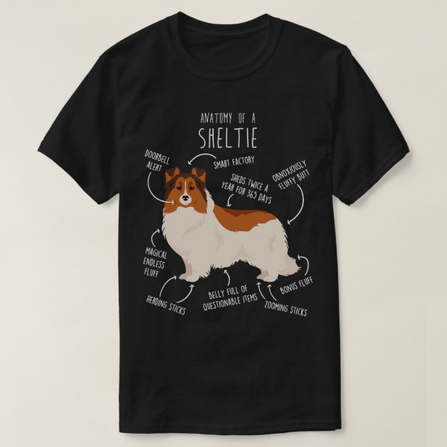 Farbgeblendeter weißer Sheltie Shetland Sheepdog A T-Shirt (Design vorne)