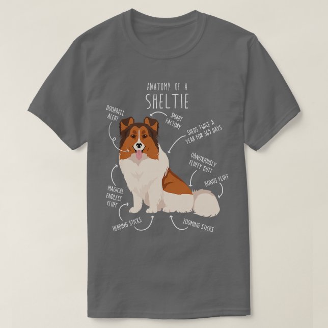 Farbgeblendeter weißer Sheltie Shetland Sheepdog A T-Shirt (Design vorne)