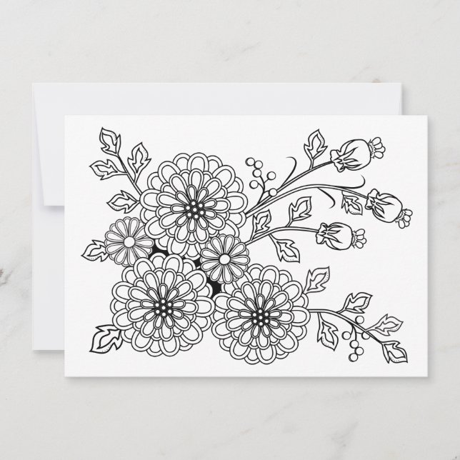Farbgebung Postkarte Extravagantes Blumendesign (Vorderseite)