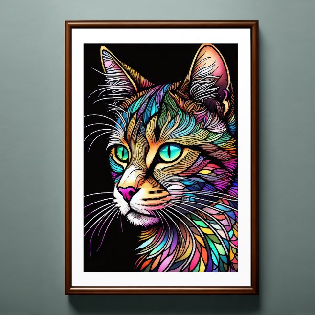 Farbgefestigtes Glas Katze 2:3 Poster (Von Creator hochgeladen)