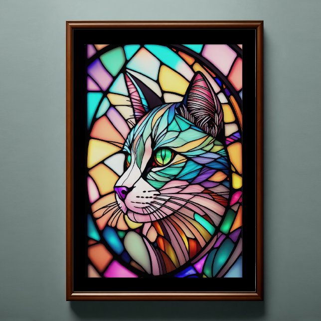 Farbgefestigtes Glas Katze 2:3 Poster (Von Creator hochgeladen)