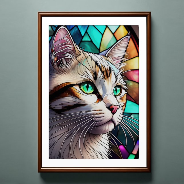 Farbgefestigtes Glas Katze 2:3 Poster (Von Creator hochgeladen)