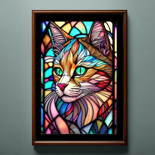 Farbgefestigtes Glas Katze 2:3 Poster (Von Creator hochgeladen)