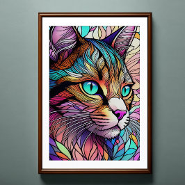 Farbgefestigtes Glas Katze 2:3 Poster