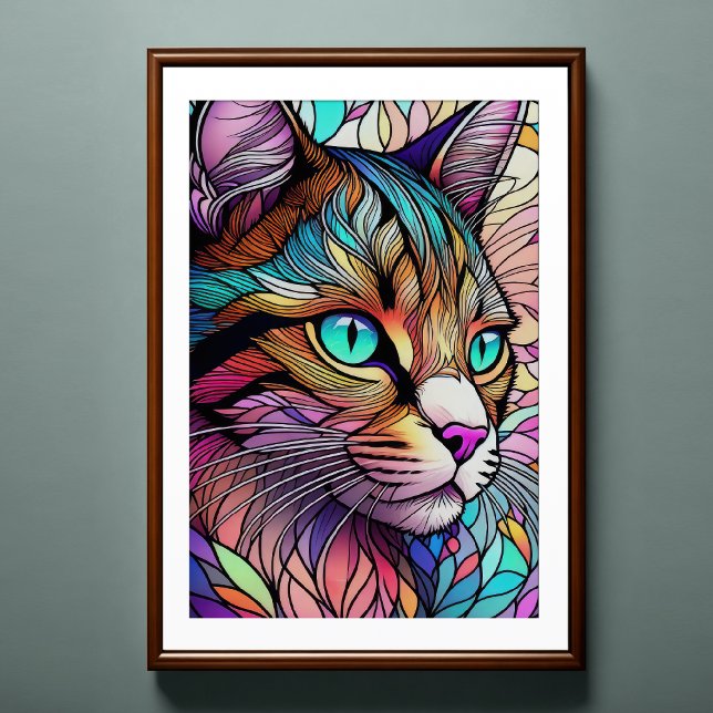 Farbgefestigtes Glas Katze 2:3 Poster (Von Creator hochgeladen)